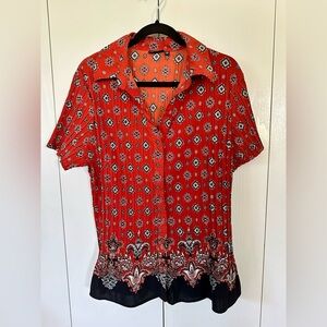 Apt. 9 Rust and Black Patterned Button Down Shirt